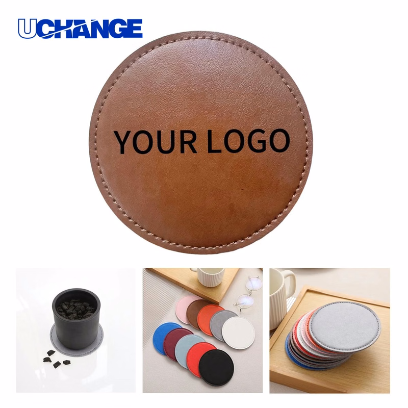 PU Leather Coaster Drink Mat 4x4 Inch Heat Resistant Design