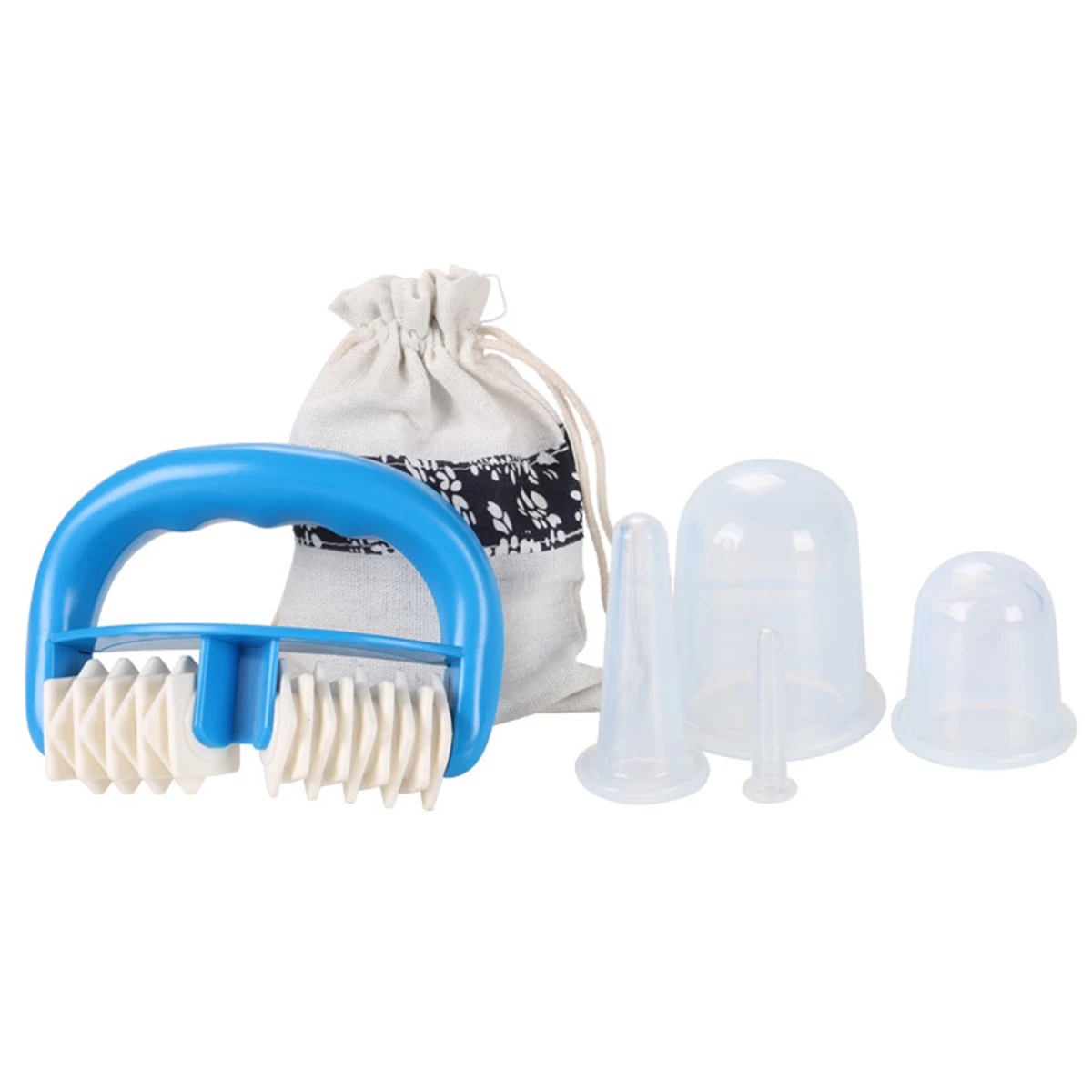 Handheld Plastic Massage Roller Manual Round Handle 2 Wheels 1