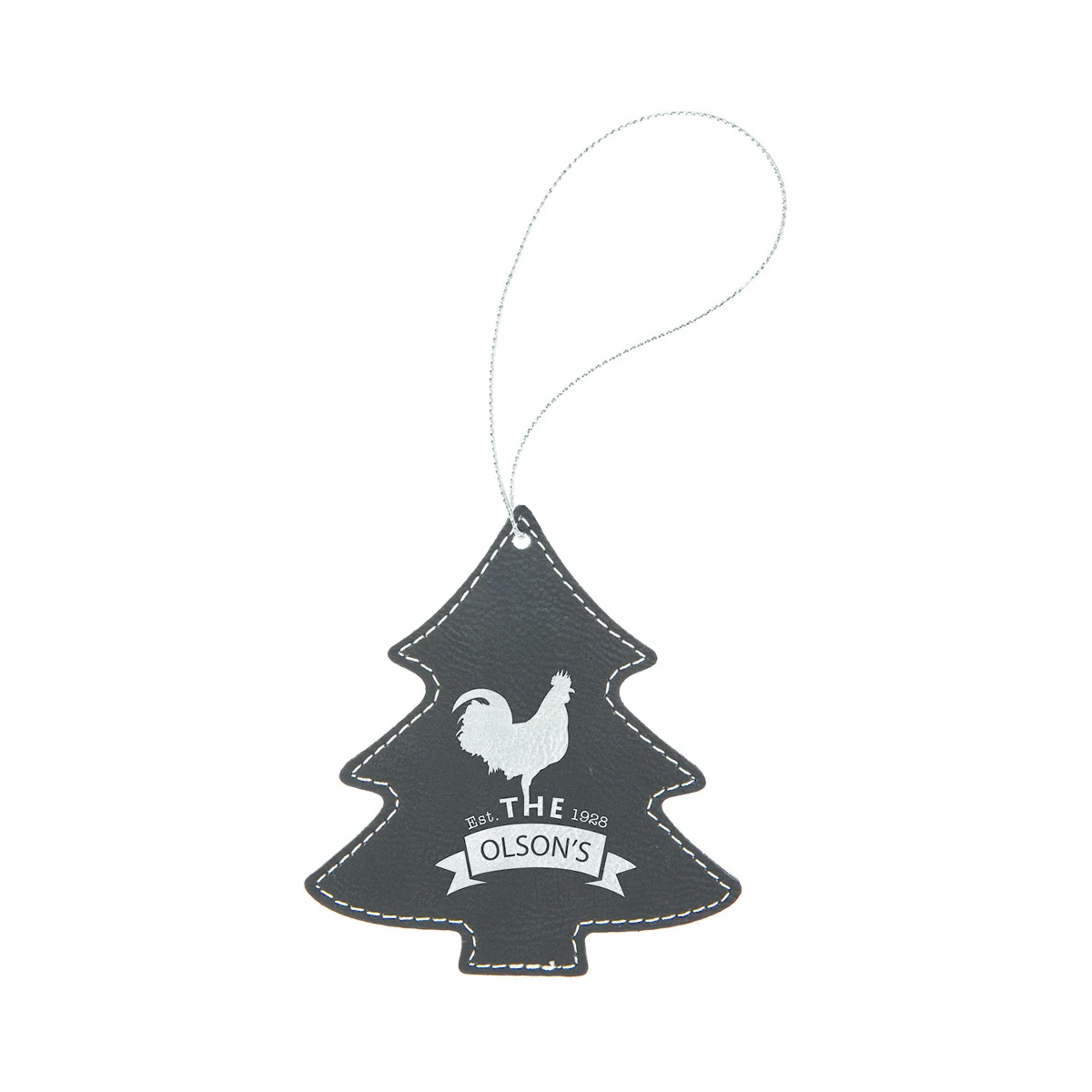 Black/Silver Leatherette Tree Ornament 1