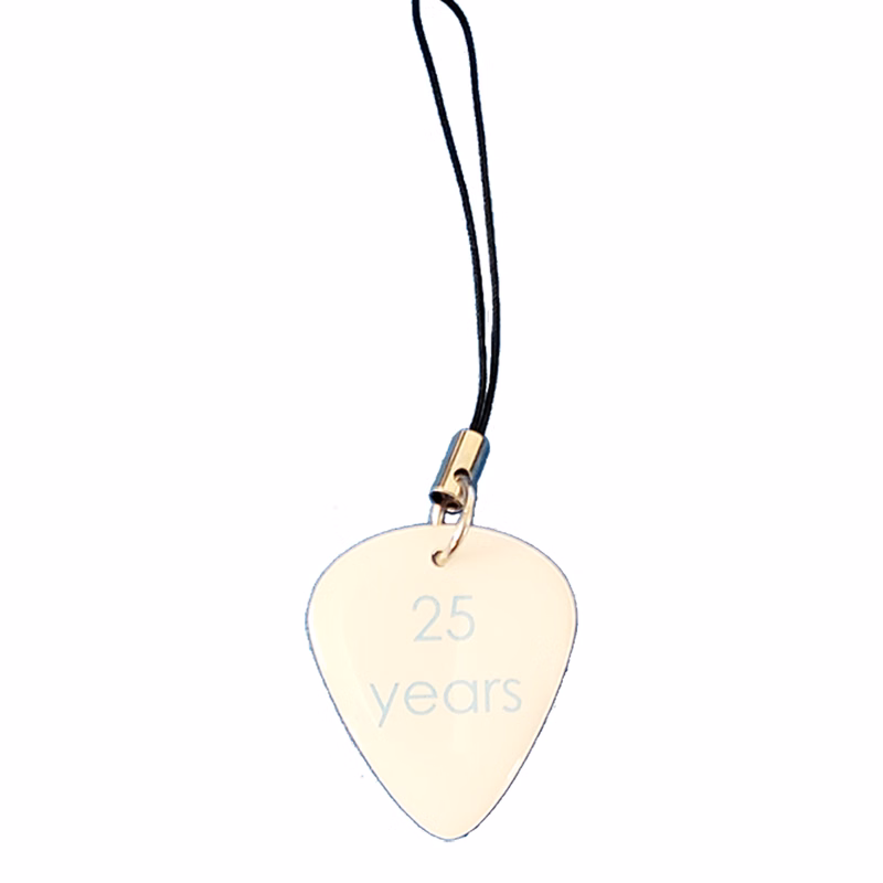 Novelty Pick with Double Sided Imprint with Black String Attachment