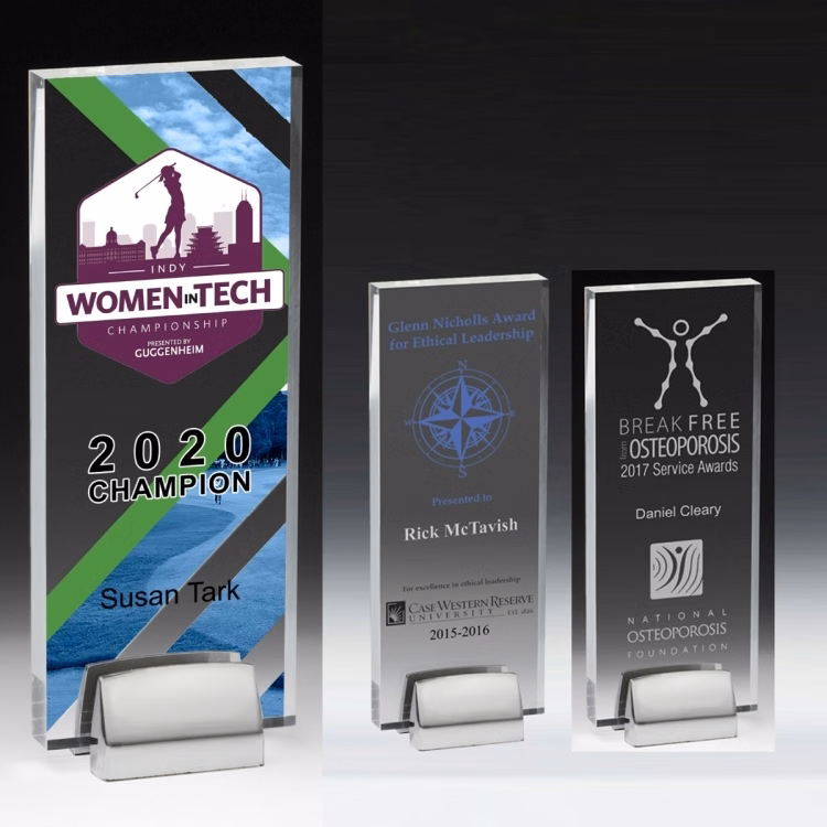 Rectangle Award w/ Chrome Base (3 1/2" x 9" x 3/4") - 4CP Imprint