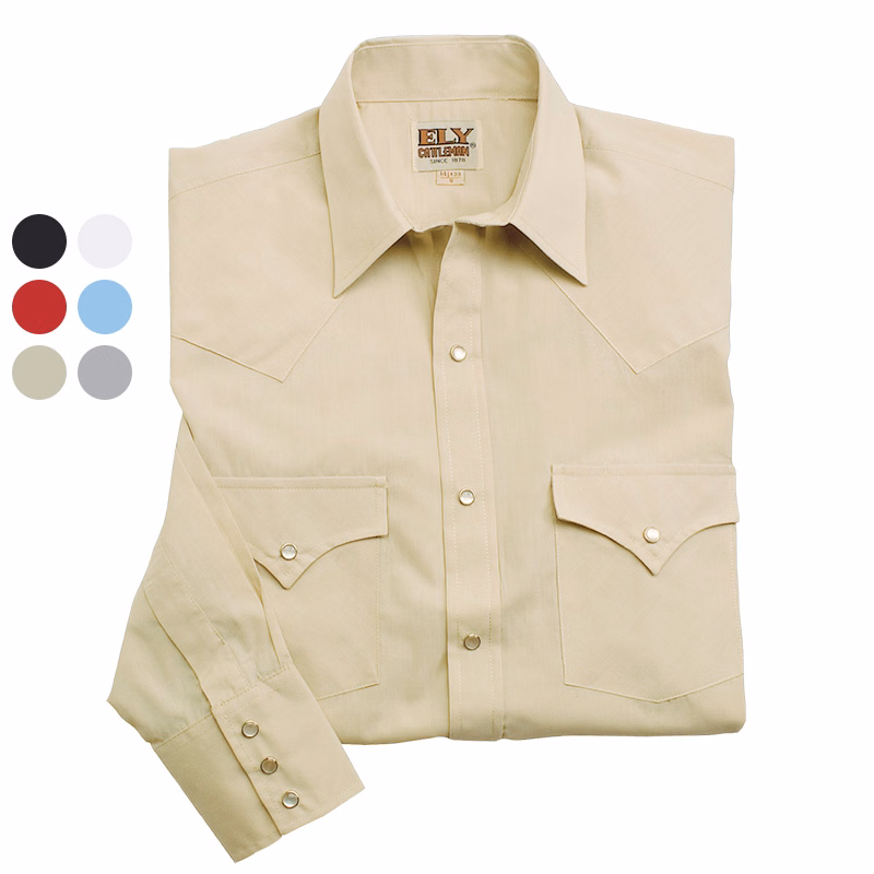 ELY Long Sleeve Solid Western Shirt