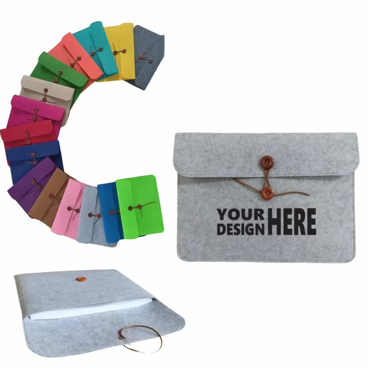 Customizable Felt Document Bag, Button Office Organizer 1