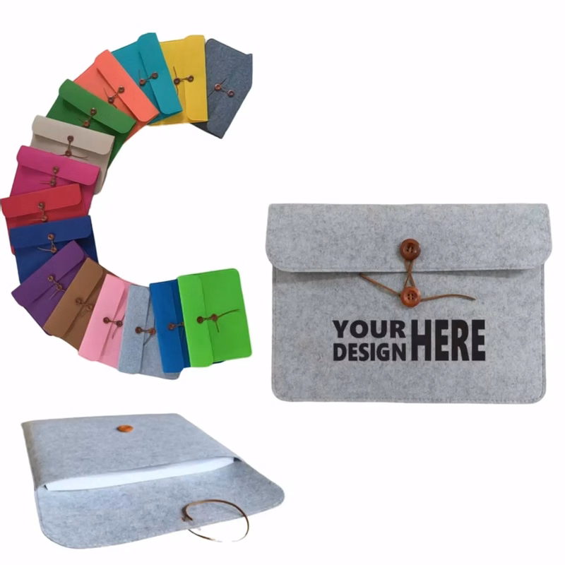 Customizable Felt Document Bag, Button Office Organizer