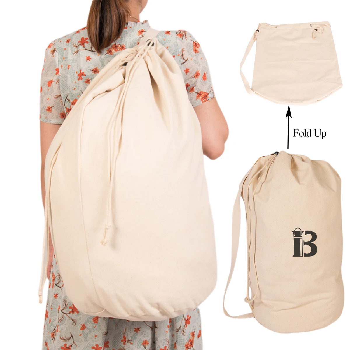 Large Capacity Cotton Drawstring Laundry Bag 1