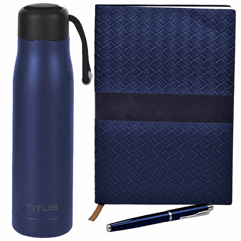 TiTUS® 17 oz Sports Water Bottle, Sahara Business Notebook & Pen Gift Set