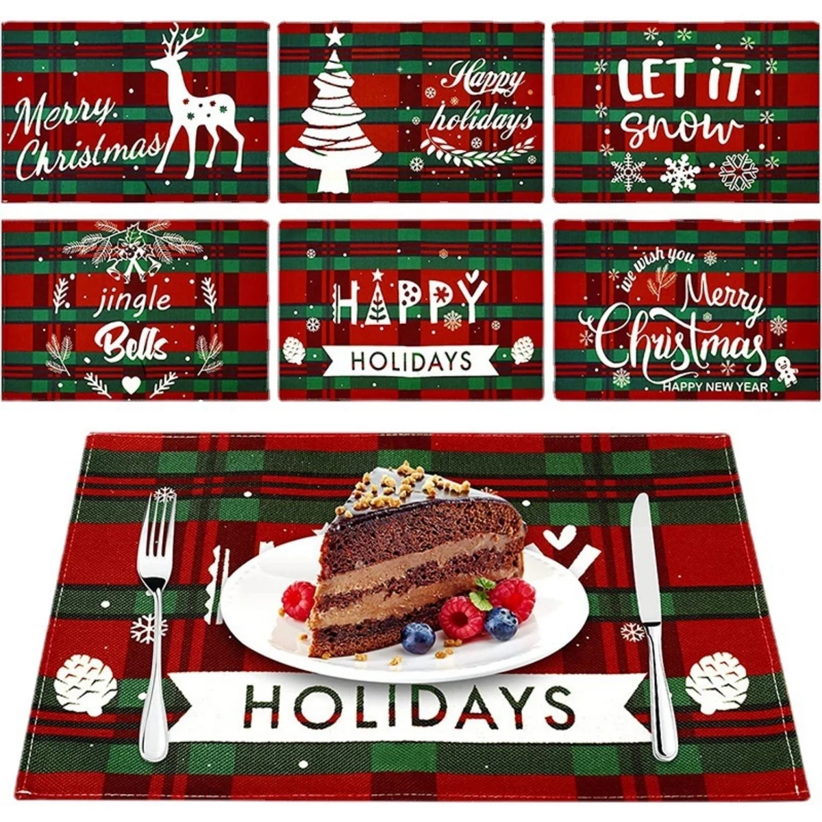 Christmas Linen Dinner Napkins Waterproof 1