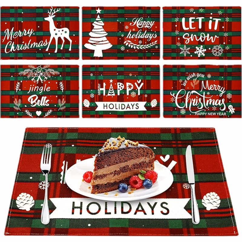 Christmas Linen Dinner Napkins Waterproof