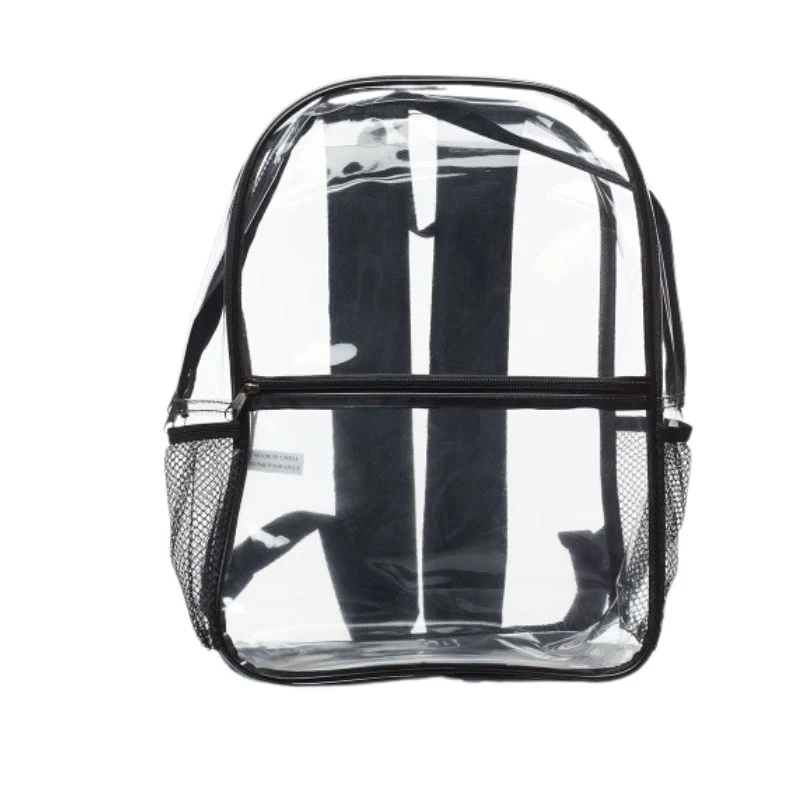 Clear PVC Backpack with Side Mesh Pocket 1