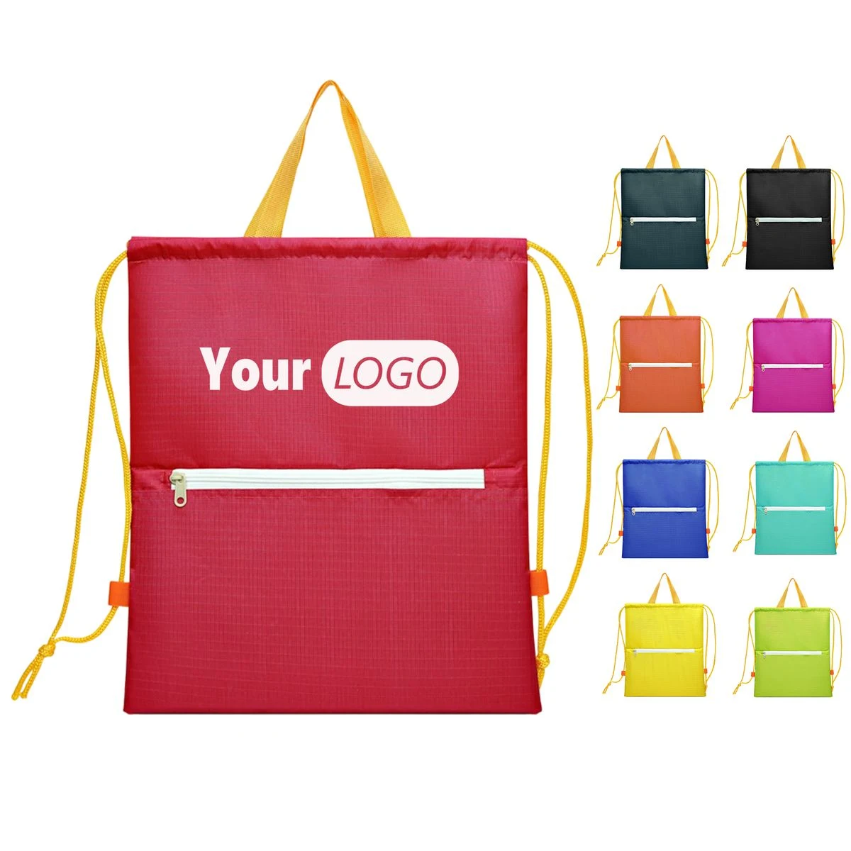 Front Zip Drawstring Tote Backpack 1