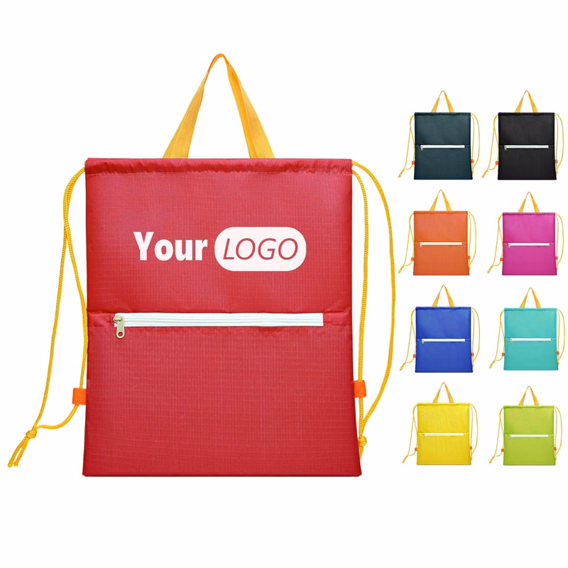 Front Zip Drawstring Tote Backpack
