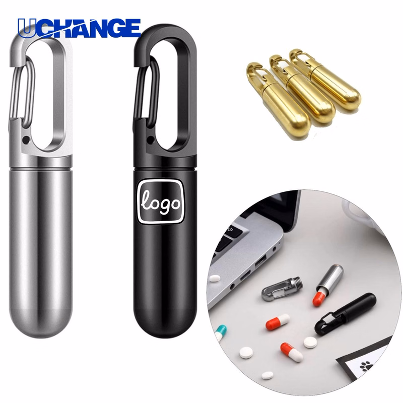 Stainless Steel Pill Case Keychain
