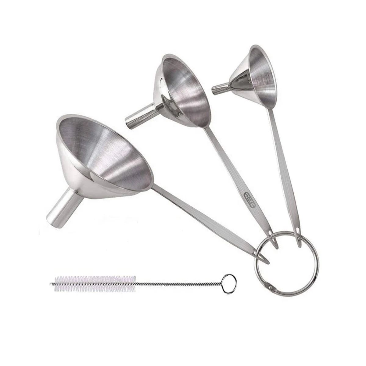 Stainless Steel Funnels W/ Cleaning Brush 1