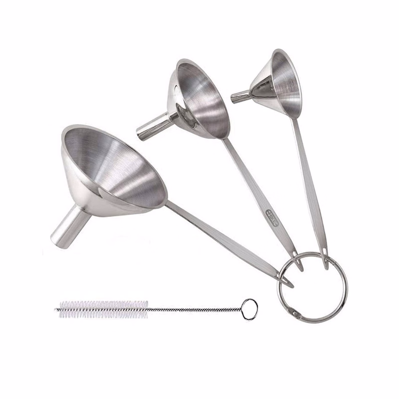 Stainless Steel Funnels W/ Cleaning Brush