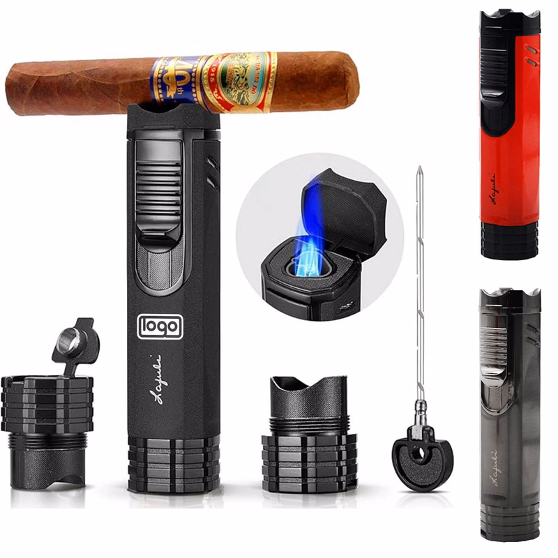 Triple Jet Flame Cigar Lighter with Punch Draw Enhancer