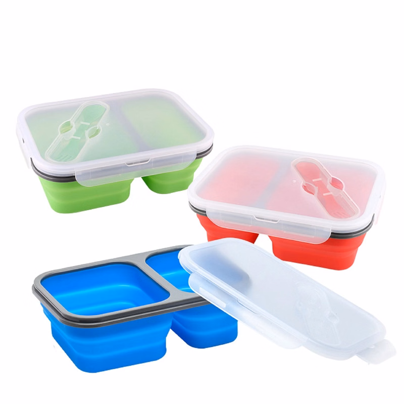 2-Compartment Reusable Silicone Lunch Box