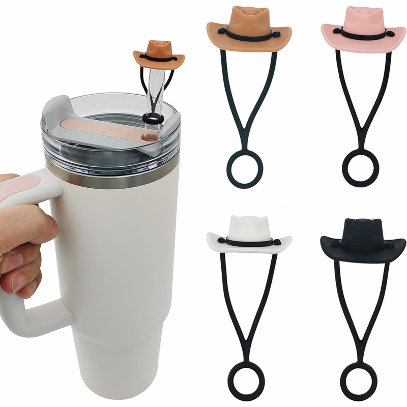Cowboy Hat Shaped Silicone Straw Dust-Proof Cover