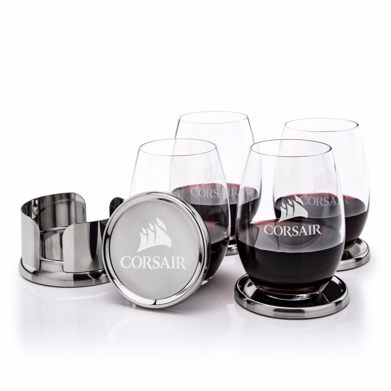 Baldoni Coasters & Carlita Stemless Wine Set