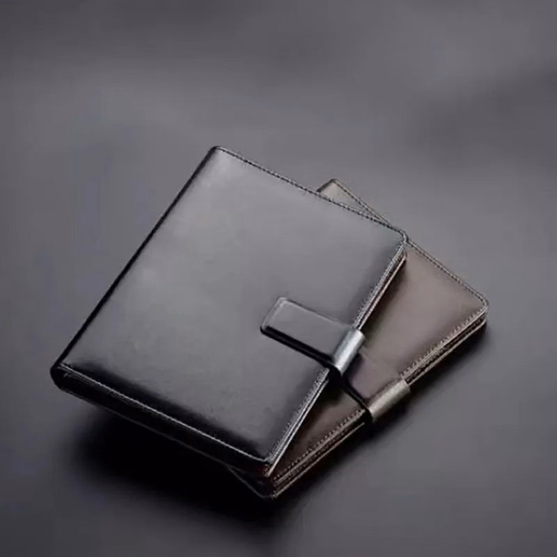 A5 Leather Padfolio Notebook with Magnetic Clip