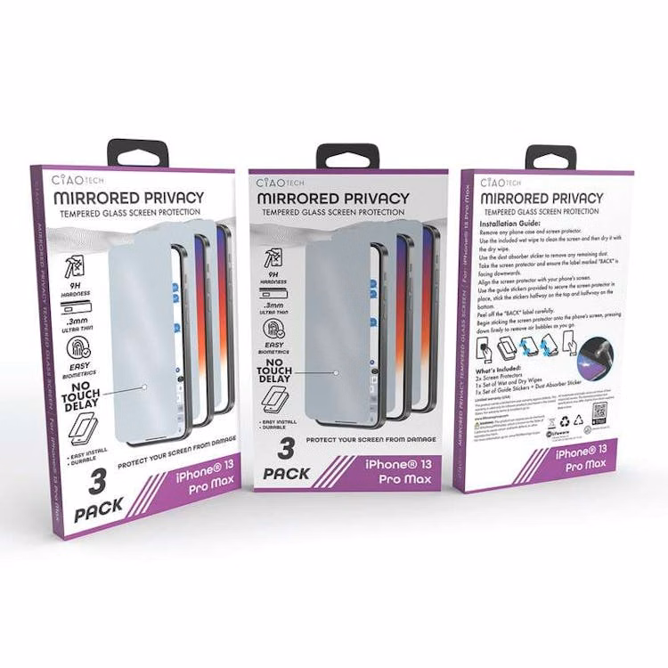 Iphone 13 Pro Max Mirrored Glass Screen Protector 3pk