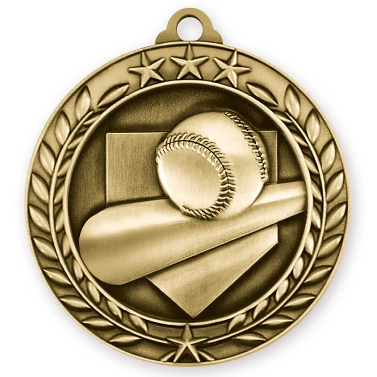Baseball Wreath Award Medallion (2-3/4") 1