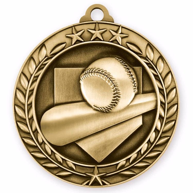 Baseball Wreath Award Medallion (1-3/4")