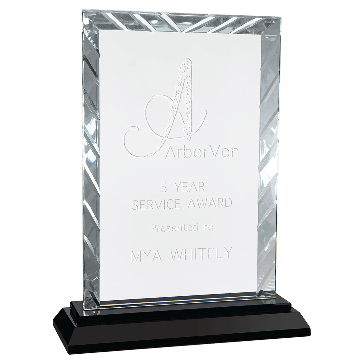 8" Rectangle Accent Glass on Black Base 1