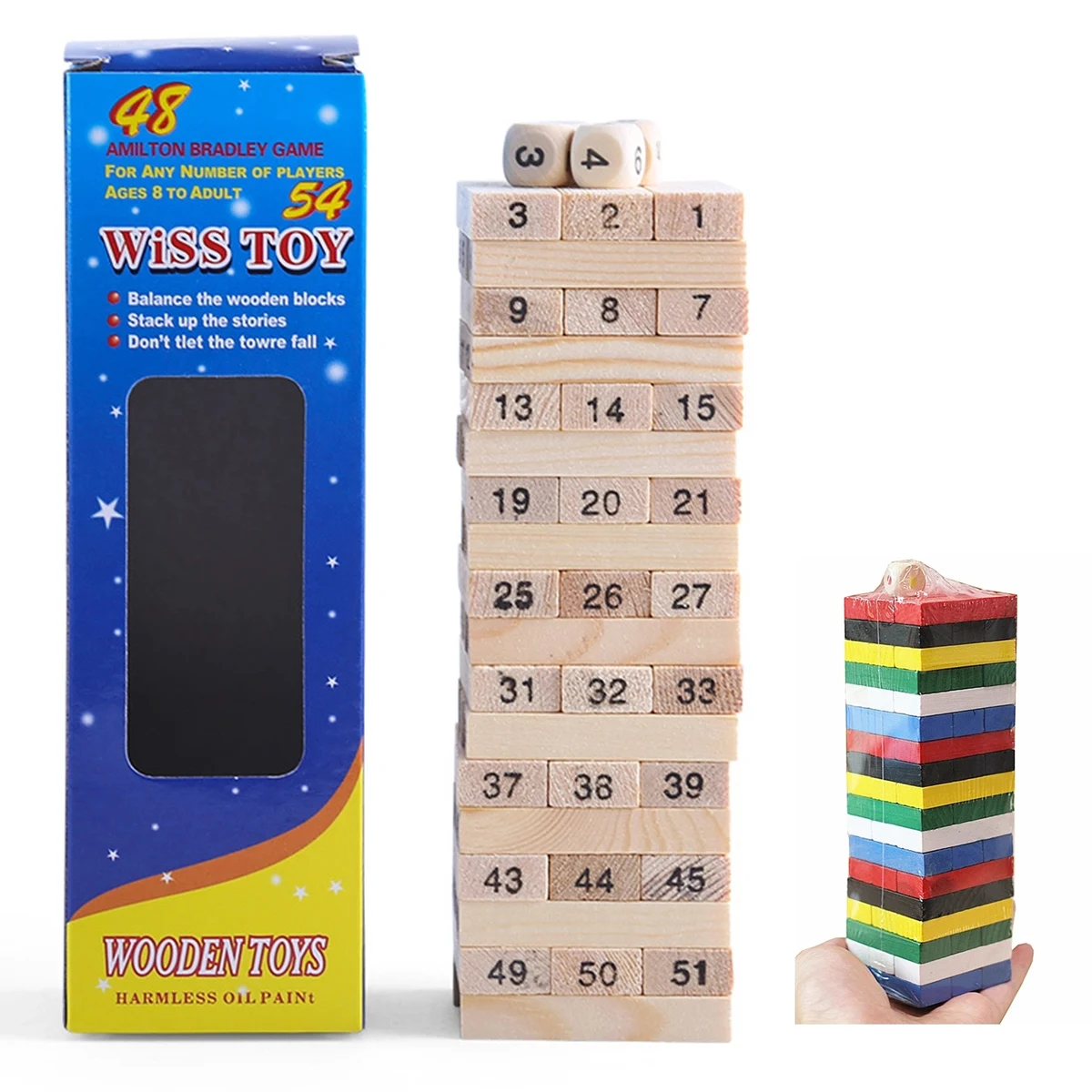 Large Size 54 Pieces Classic Wooden Tower Game 1