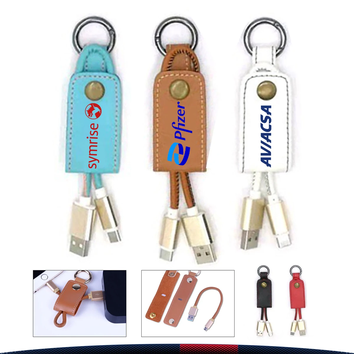 Leather Keychain Charging Cable 1
