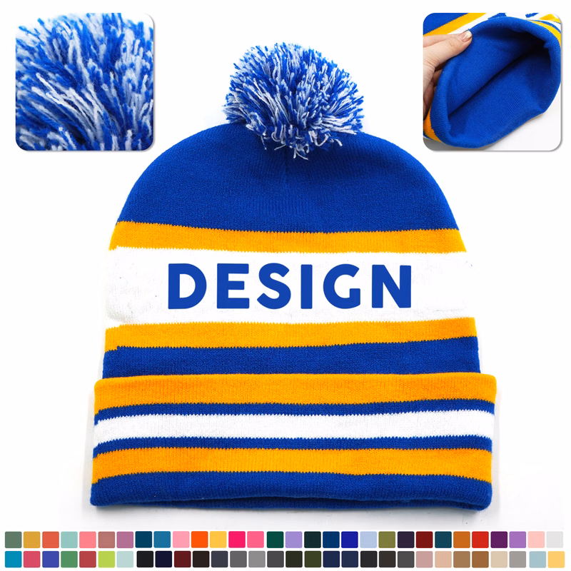 MOQ 300 Jacquard Knit Beanie Hat with Cuff and Acrylic Material