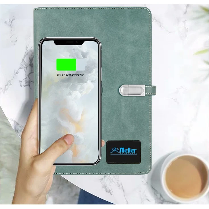 Leather Notebook With 8000 Mah Wireless Charging And Colorful Led Screen 1