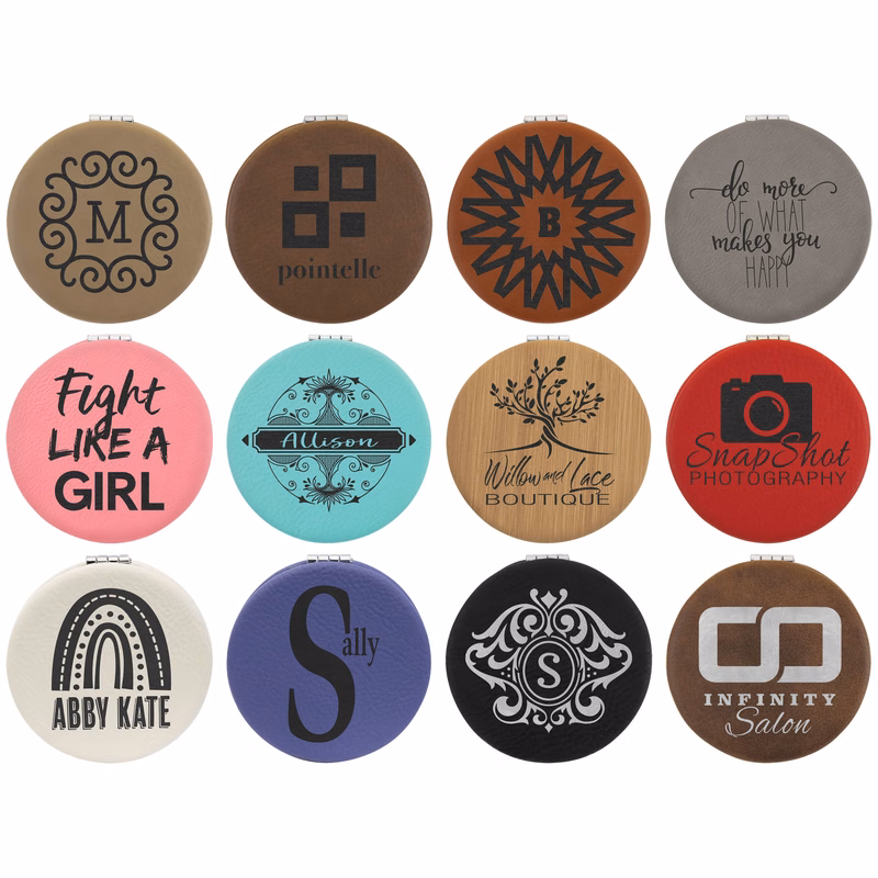 2 1/2" Leatherette Compact Mirror