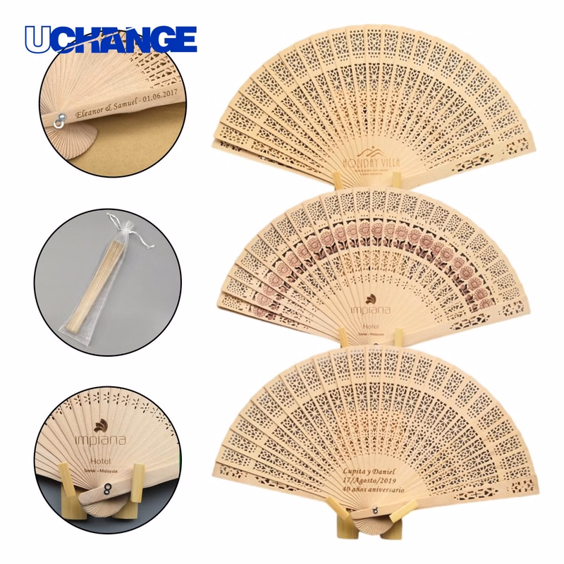 Wood Folding Hand Fan Set