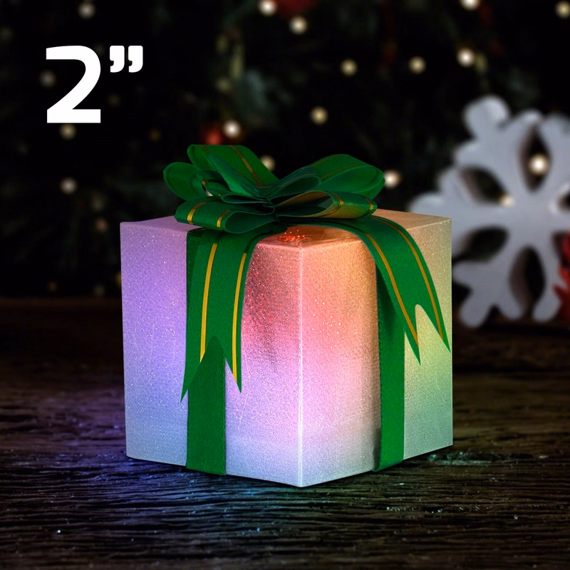 Small light up gift box ornaments (slow color change)