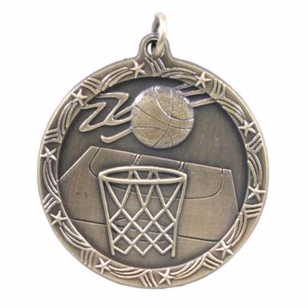 Basketball Shooting Star Medal, 1 3/4"