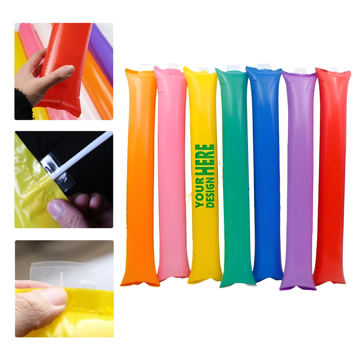 MOQ 50 Inflatable Cheer Sticks Thicker Support Rally Balloons Custom Logo 1