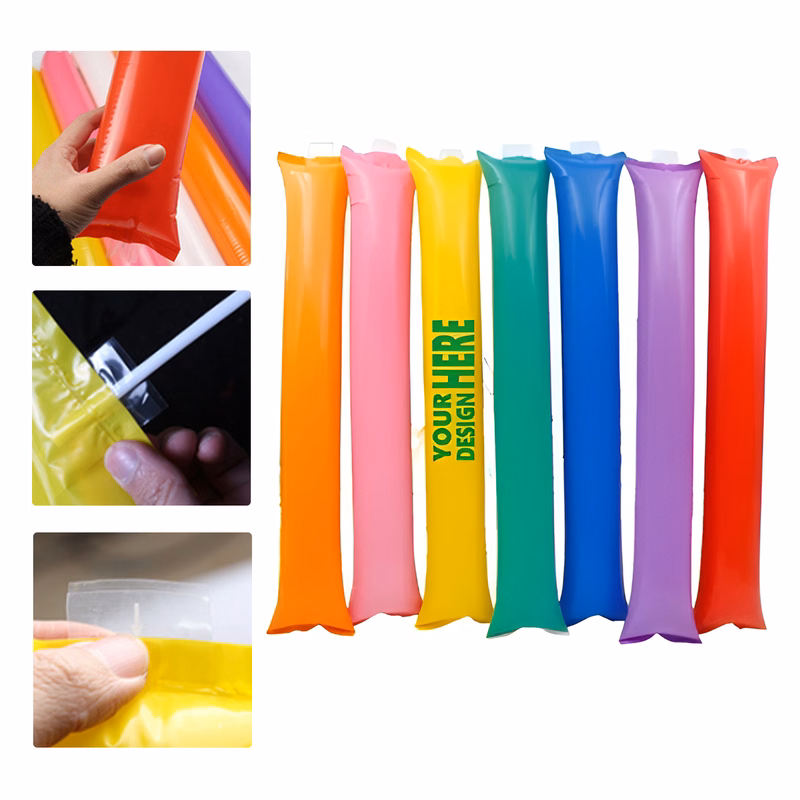 MOQ 50 Inflatable Cheer Sticks Thicker Support Rally Balloons Custom Logo