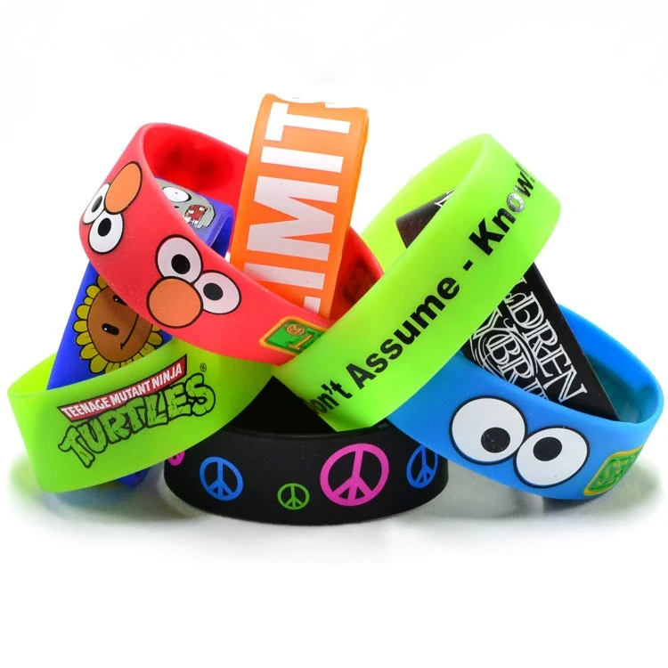 1" Wide Printed Silicone Wristband Bracelet 1