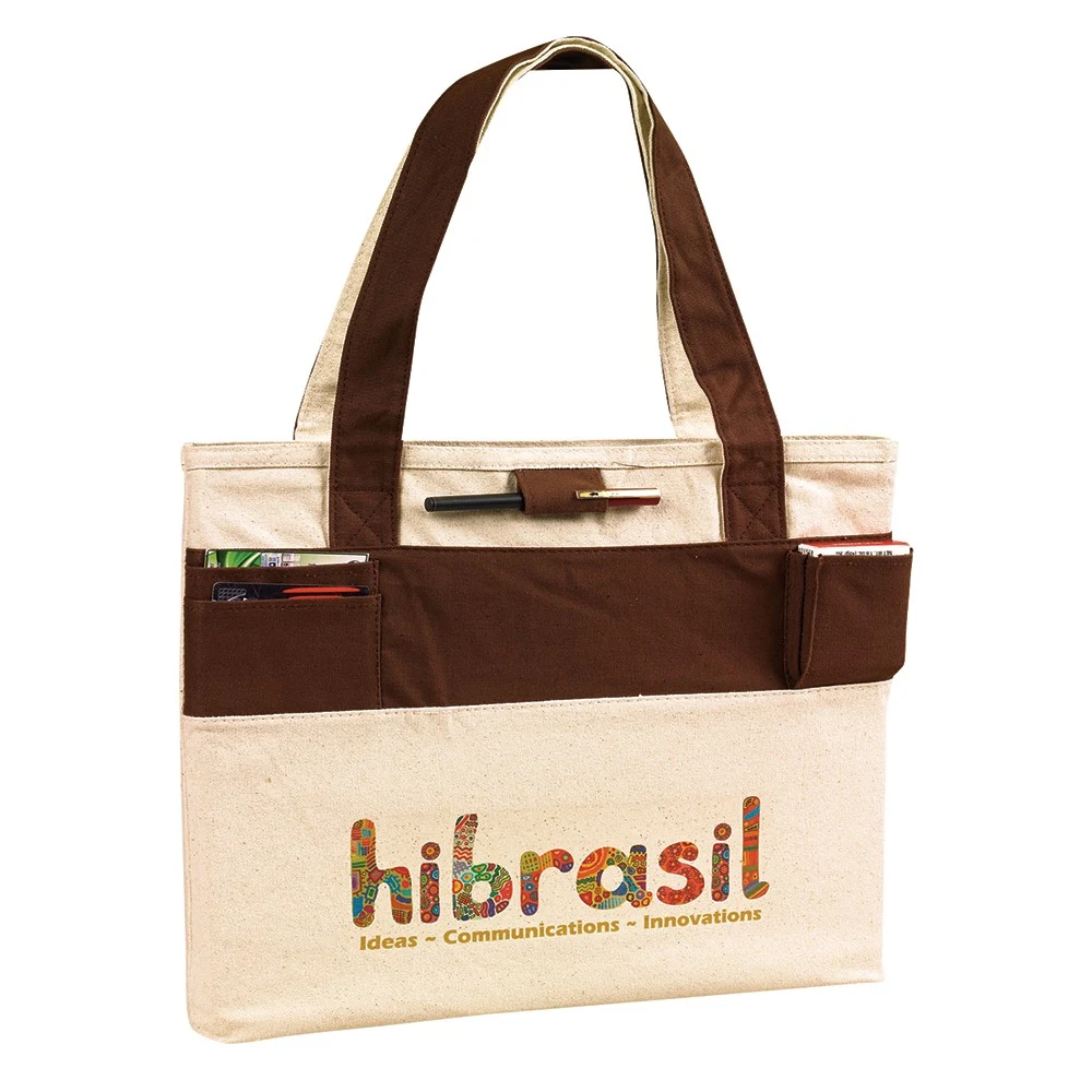 Color Stripe Canvas Tote, custom tote bag with logo imprint 1