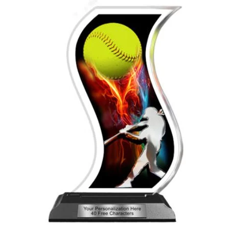 Acrylic Trophy: 6" Curve Shape, (Event type/design 1