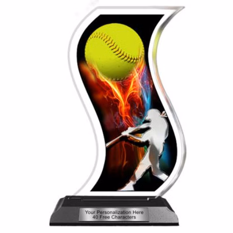 Acrylic Trophy: 6" Curve Shape, (Event type/design