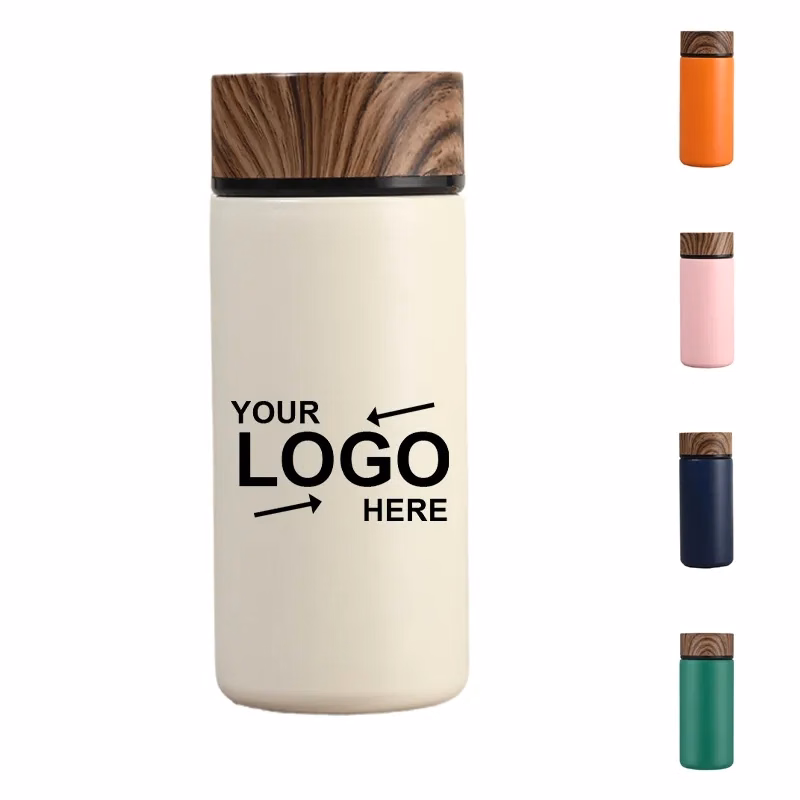 10Oz Vacumm Bottle With Wood Grain Lid