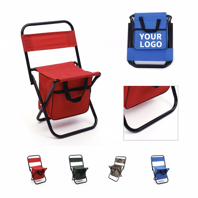 Folding Camp Chair With Insulated Cooler Bag 12.6" x 7.3" x 22.8"