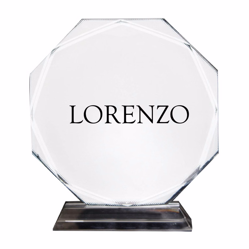 Octagonal Crystal Trophy Medal