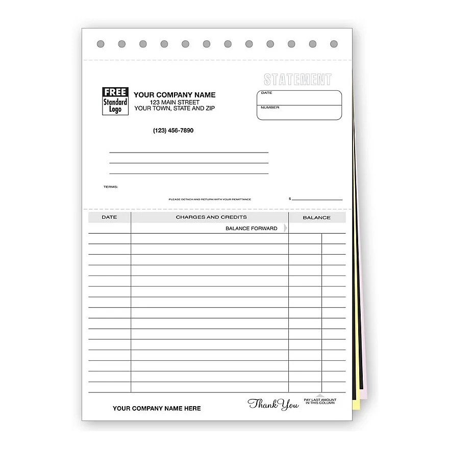 Account Statement Forms, Classic Design Carbon Lined 1