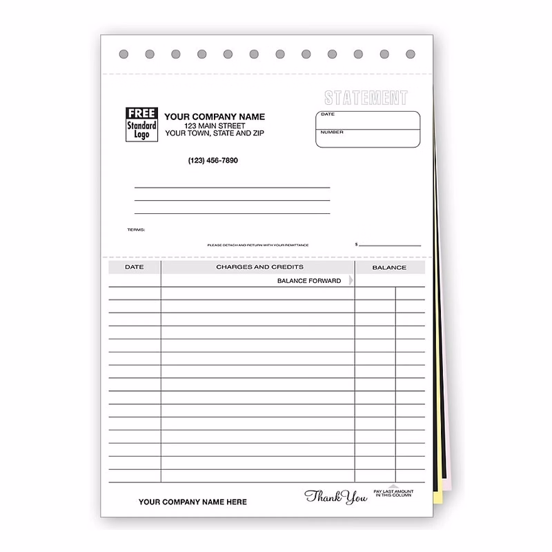 Account Statement Forms, Classic Design Carbon Lined
