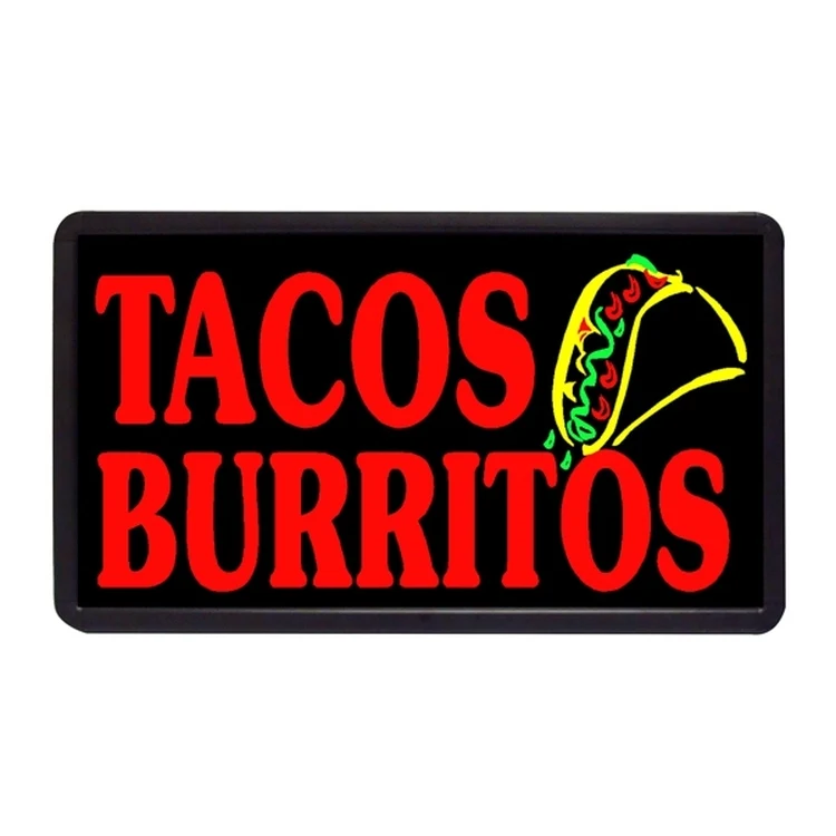 Tacos Burritos 13" x 24" Simulated Neon Sign 1