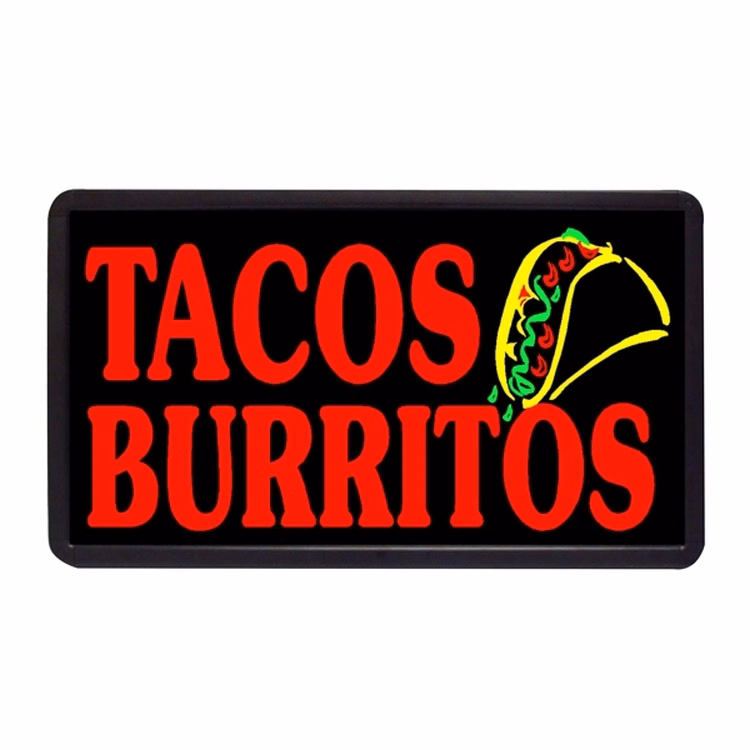 Tacos Burritos 13" x 24" Simulated Neon Sign