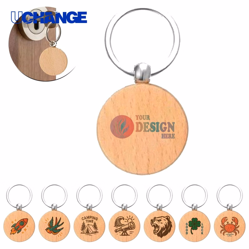 Full Color Printed Wood Key Ring
