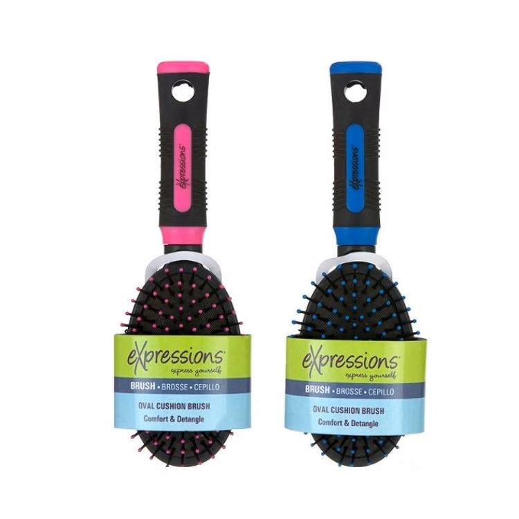 Oval Cushion Detangling Brushes - Pink & Blue